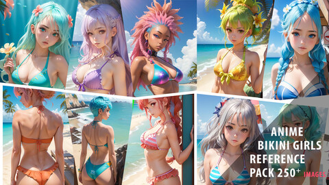 250+ Anime Bikini Girls Reference Images Pack