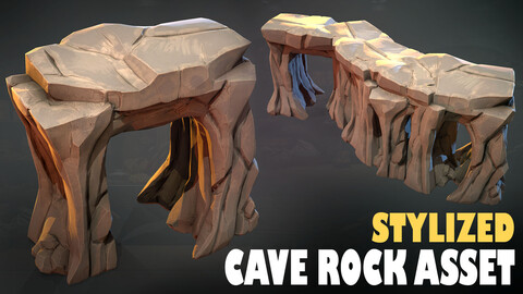 Stylized Rock Cave Opening 3D Asset