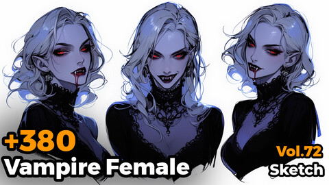 +380 Vampire Female Sketch Reference(4k)