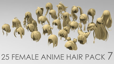 25 female anime hair pack 7