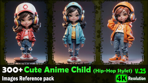 300+ Cute Anime Child (Hip-Hop Style1) Images Reference Pack - 4K Resolution - V.25