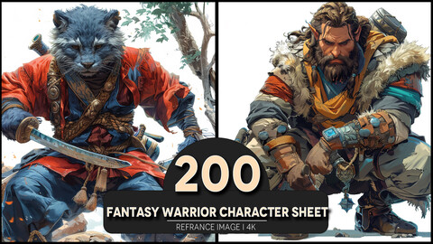 Fantasy Warrior Character Sheet 4K Reference/Concept Images