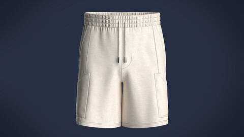 Mens clean Ivory color Knit short with pocket detailing