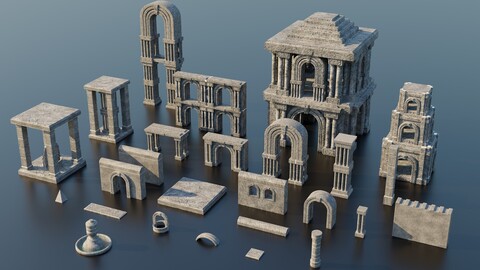 Ancient Temple Kitbash (Asset pack)