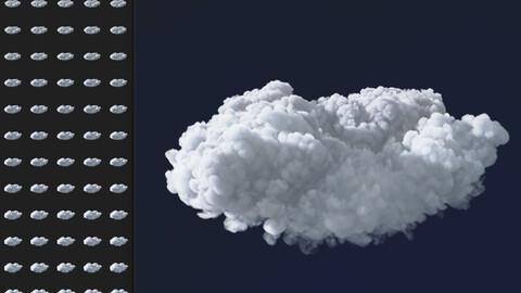 60 fluffy clouds | 3D VDB format + Blender File + Unreal Engine 5 project + 4K transparent png and Spritesheets