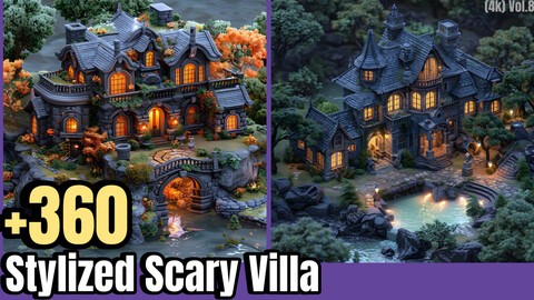 + 360 Stylized Scary Villa Concept(4k)