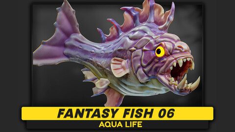 Fantasy Fish 06 - Aqua Life - Deep Water Realistic 3D Model - Rigged Animated Monster - Underwater Creature - #45