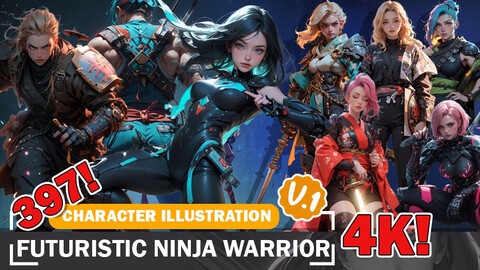 397 Various Futuristic Ninja Warrior Character References with Environmental Art Design Inspiration V1 4K