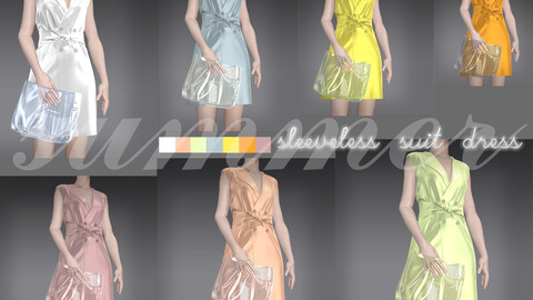 Sleeveless dress_Office lady_Marvelous Designer_Clo 3D project