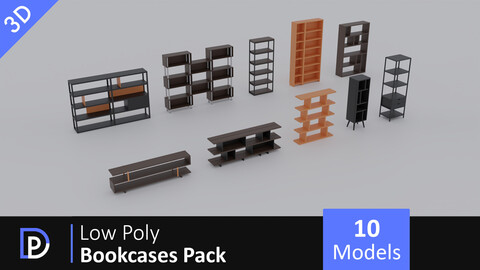 Low Poly Bookcases Pack