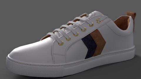 The Alexandra Tan Navy Shoes - Low Poly