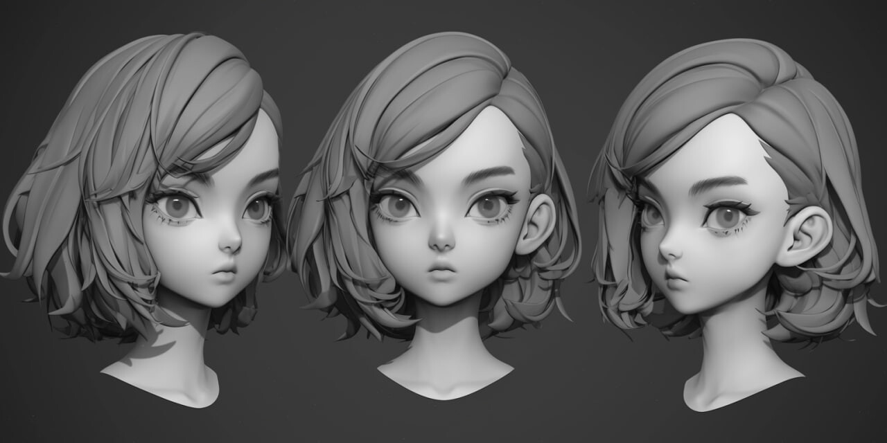 ArtStation - +380 Anime Girl Head Sculpt(4k) | Artworks