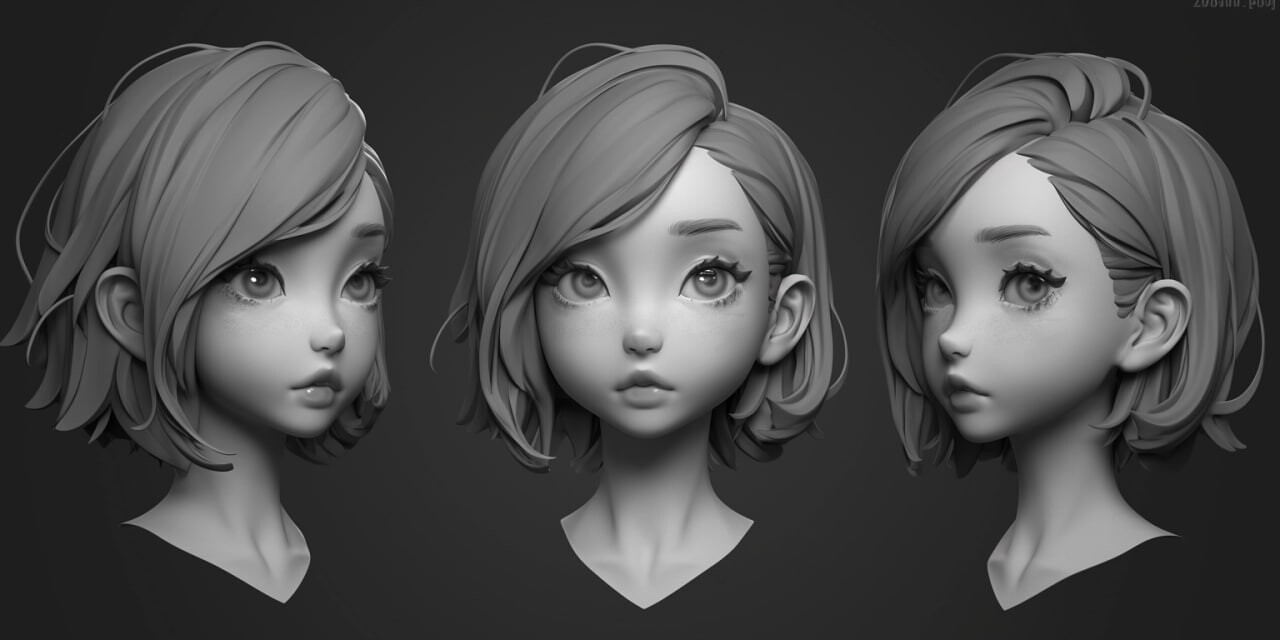 ArtStation - +380 Anime Girl Head Sculpt(4k) | Artworks