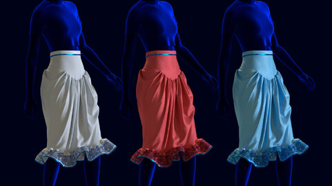 Digital 3D clothing, skirt with a flounce.