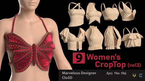 9 Women's CropTop (vol3) + Zprj +Obj + Fbx