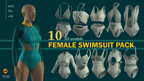 Female Swimsuit Pack (VOL 02) . CLO3D, MD PROJECTS + OBJ + FBX