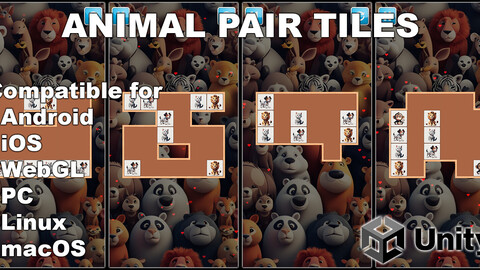 Animal Pair Tiles - Unity Puzzle Game For Kids