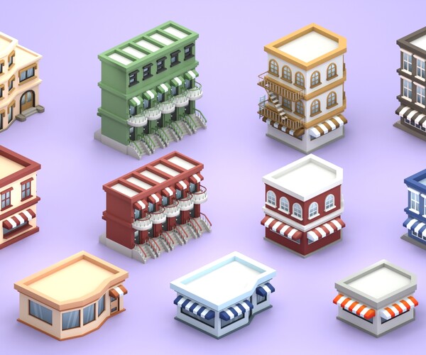 ArtStation - Cartoon Low Poly Building Pack Set1 | Game Assets