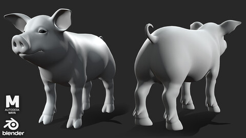 Piglet BaseMesh - Topology + UV map