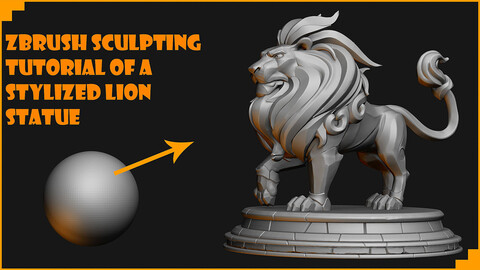 Stylized Lion Statue sculpting Tutorial/ Zbrush UI shortcuts/ Rendering Movie and beauty shots tutorial/ AI generated concept art and references/Free support for any query related to this tutorial.