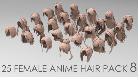 25 female anime hair pack 8