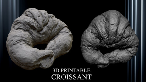 3D PRINTABLE CROISSANT HIGHLY DETAILED