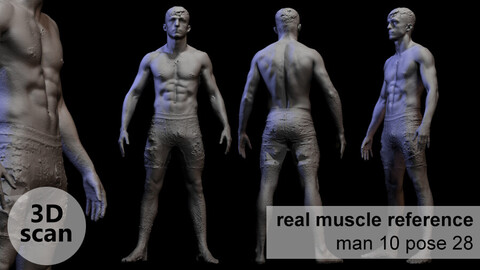 3D scan real muscle anatomy Man 10 pose 28