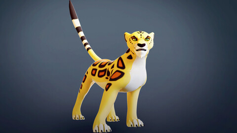 Cartoon Leopard Rigged - Makucha Low-poly 3D model