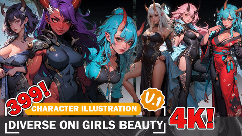 399 Oni Girls Beauty Character References and Design Inspiration Art V1 4K