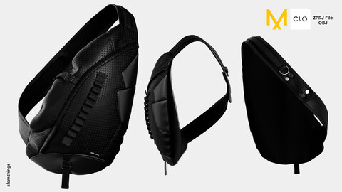 Streetwear Sling Bag #006 - Clo 3D / Marvelous Designer + FBX / DIGITAL FASHION / HYPEBEAST / FUTURE FASHION / BACKPACK