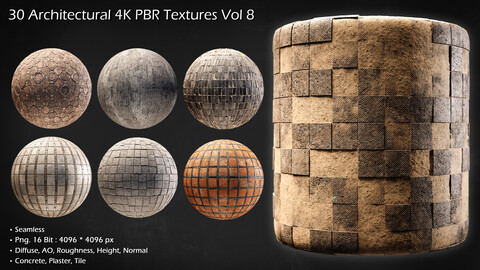 30 Architectural 4K PBR Textures Vol 8