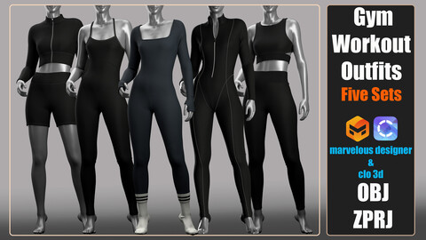 Gym Workout Outfits  - Marvelous Designer / Clo Project