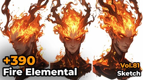 +390 Fire Elemental Sketch Reference(4k)