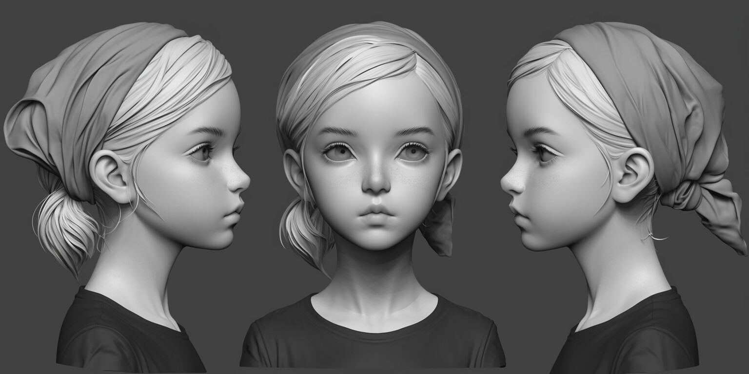 ArtStation - +300 Kid Girl Head Sculpt Reference(4k) | Artworks