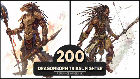 Dragonborn Tribal Fighter 4K Reference/Concept Images