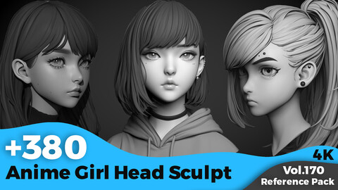 +380 Anime Girl Head Sculpt(4k)