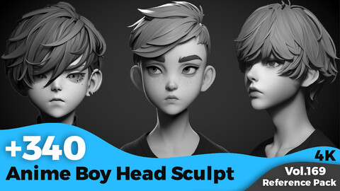 +340 Anime Boy Head Sculpt References(4k)