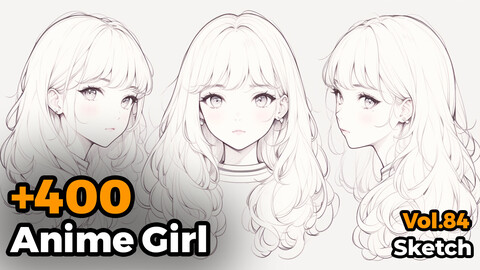 +400 Anime Girl Sketch Reference(4k)