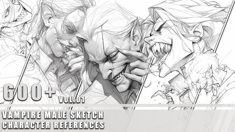 600+ Vampire Male Sketch - Character References Vol.01