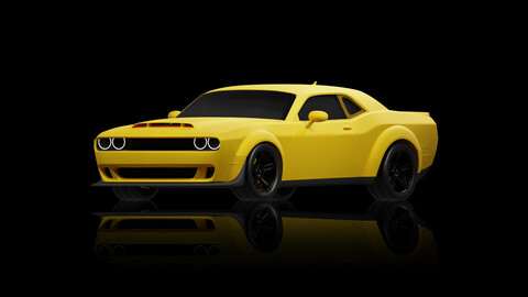 Dodge Challenger SRT Helli Yellow 3D Model