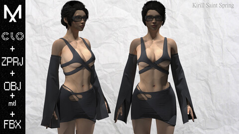 New Outfit Female Marvelous designer/Clo3d OBJ mtl FBX ZPRJ