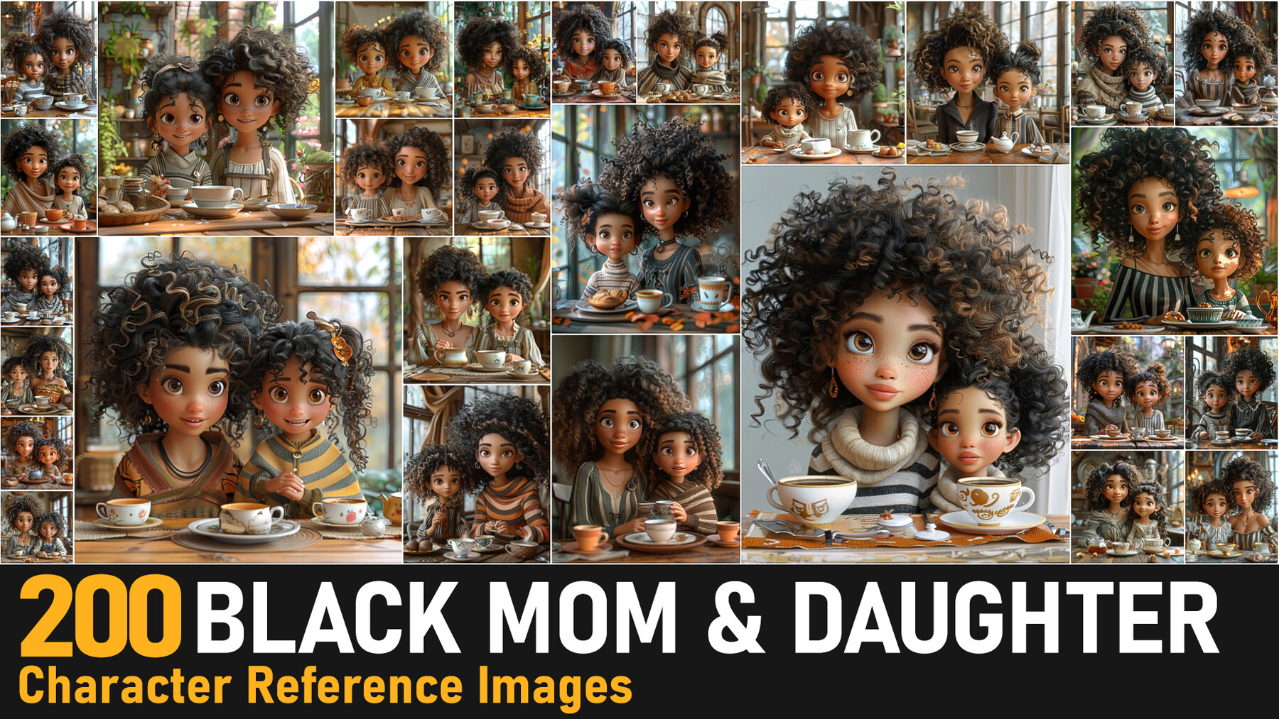 ArtStation - Black Mom & Daughter|4K Reference Images | Artworks