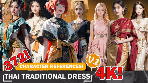 372 Various Thai Traditional Outfit Beauty Diverse Character Reference Outfit Ideas and Design Reference Art V1 4K