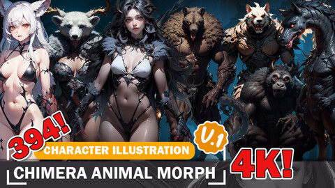 394 Various Chimera Animal Human Morph Diverse Character Reference Various Ideas and Design Reference Art V1 4K