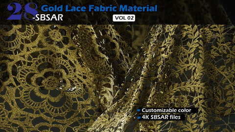 28 Gold Guipure Lace Material (-SBSAR)