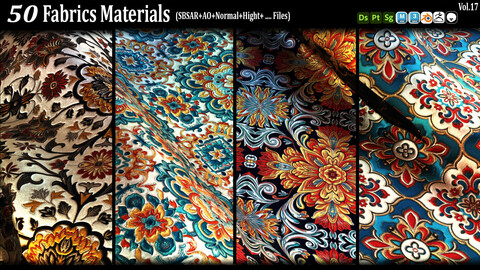 50 Fabric Materials (SBSAR+AO+NRM+Hight+...) Vol17