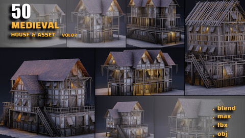 60 + 3D medieval house & asset pack vol 07