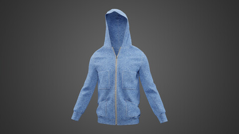 Hoodie 3d Model, Denim Hoodie, Jeans Hoodie