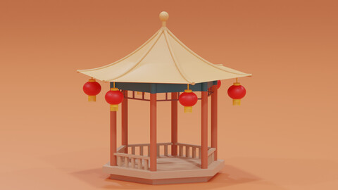 Cartoon Chinese Pavilion 3D model