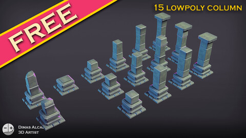 15 [FREE] Column Lowpoly SET, art of game design